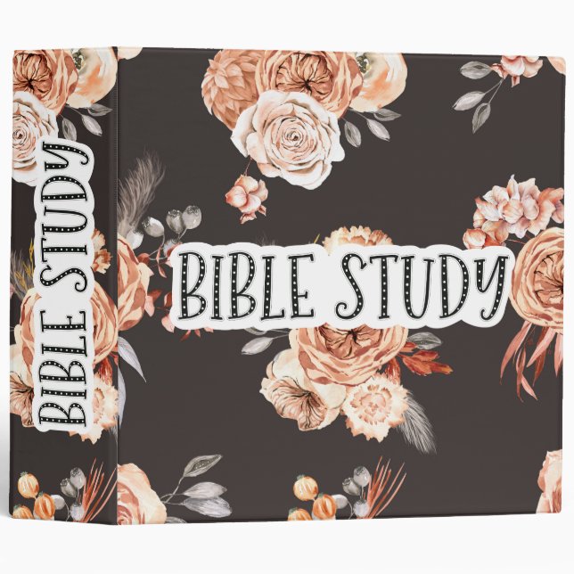 Classeur Étude biblique couleur latte brun doux Fleur (Devant/Côté)