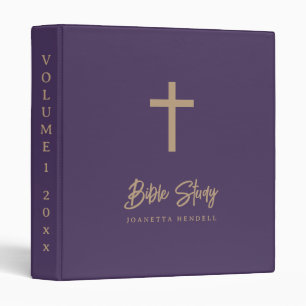 Classeur Étude biblique personnalisée Croix d'Or Violet