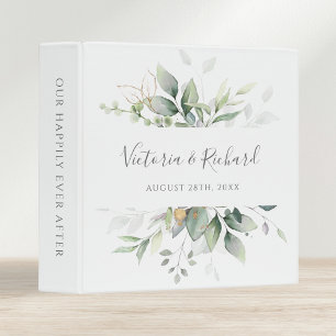 Classeur Eucalyptus Verdure Or Feuilles mariage élégant