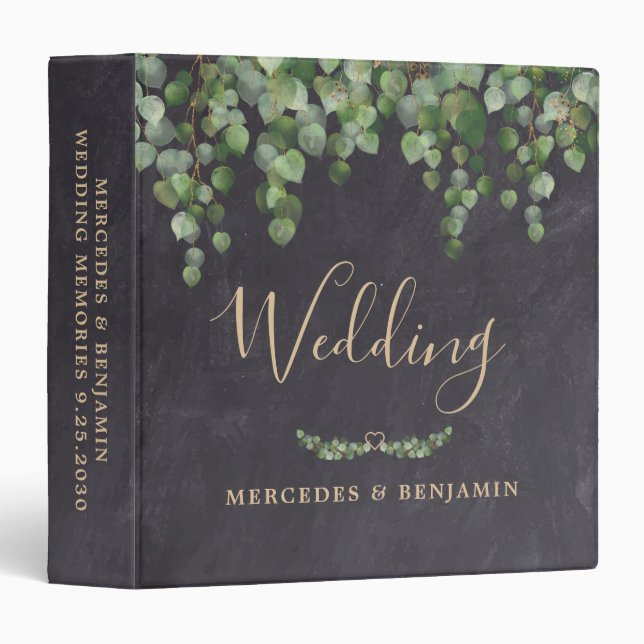 Classeur Eucalyptus Verdure Rustique Mariage Album photo (Devant/Côté)