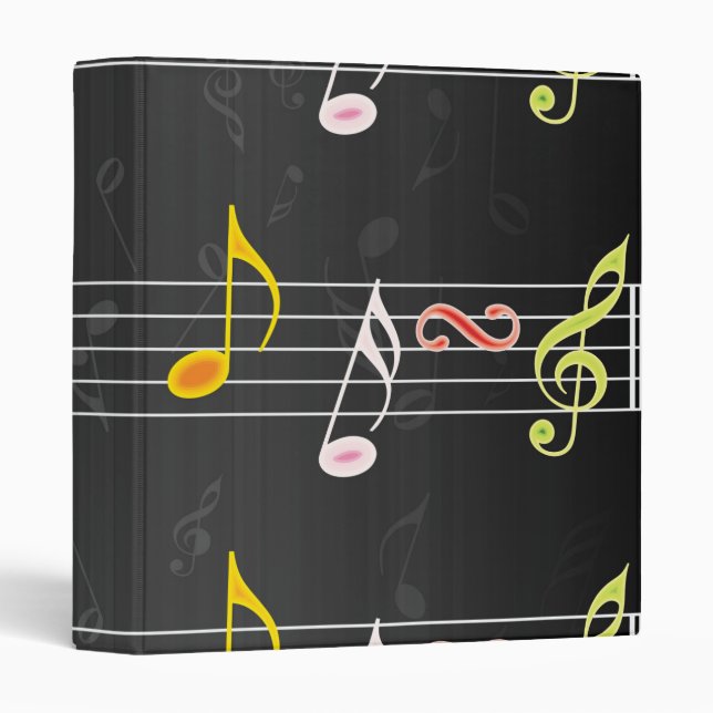Classeur Fab Music Notes sur Black (Devant/Côté)