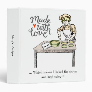Classeur Fabriqué avec amour Drôle Recette personnalisée