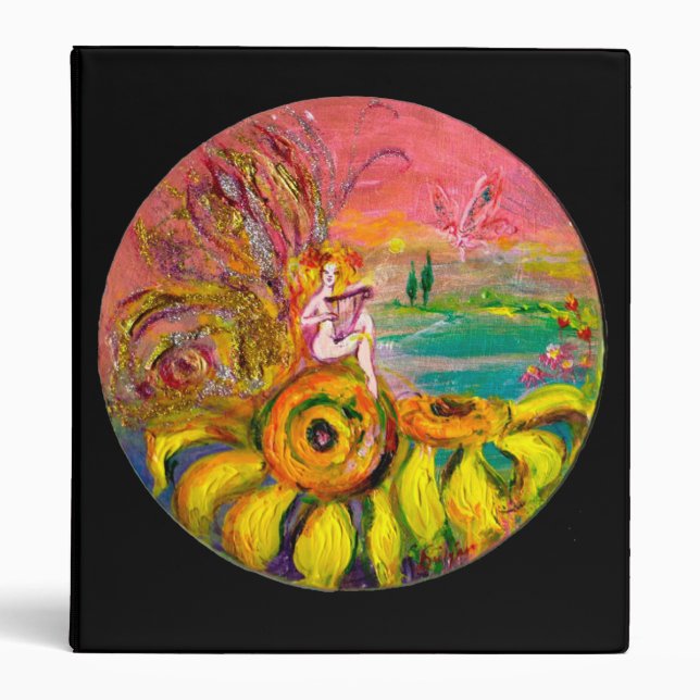 Classeur FAIRY OF THE SUNFLOWERS jaune rose noir (Devant)