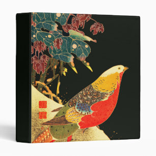 Classeur Faisan doré dans la neige Antique floral japonais 