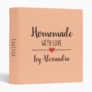 Classeur Fait maison avec amour noir orange Nom Recette