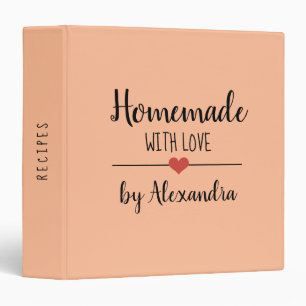 Classeur Fait maison avec amour noir orange Nom Recette