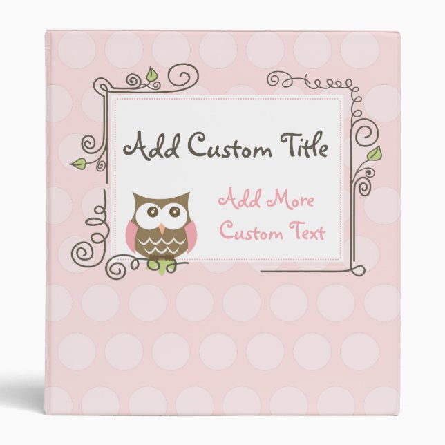 Classeur fait sur commande d'album photos de hibou (Devant)