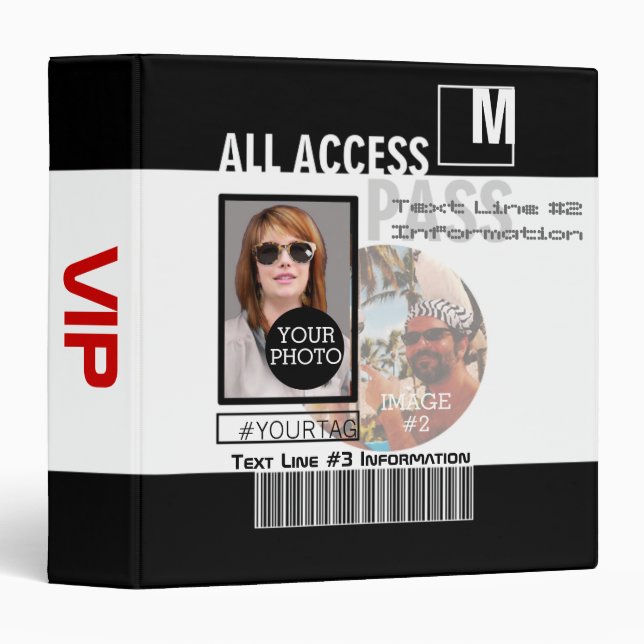 Classeur Faites votre propre VIP Pass 8 façons de personnal (Devant/Côté)