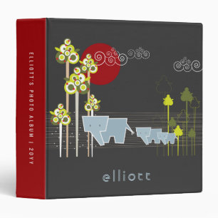 Classeur Famille D'Éléphants Whimsical Dans La Forêt Et Le