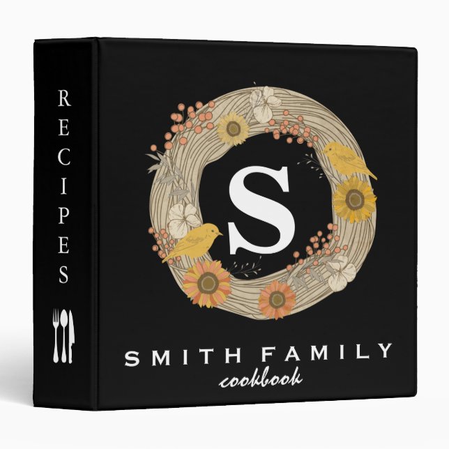 Classeur Famille personnalisée Monogramme Douche nuptiale R (Devant/Côté)