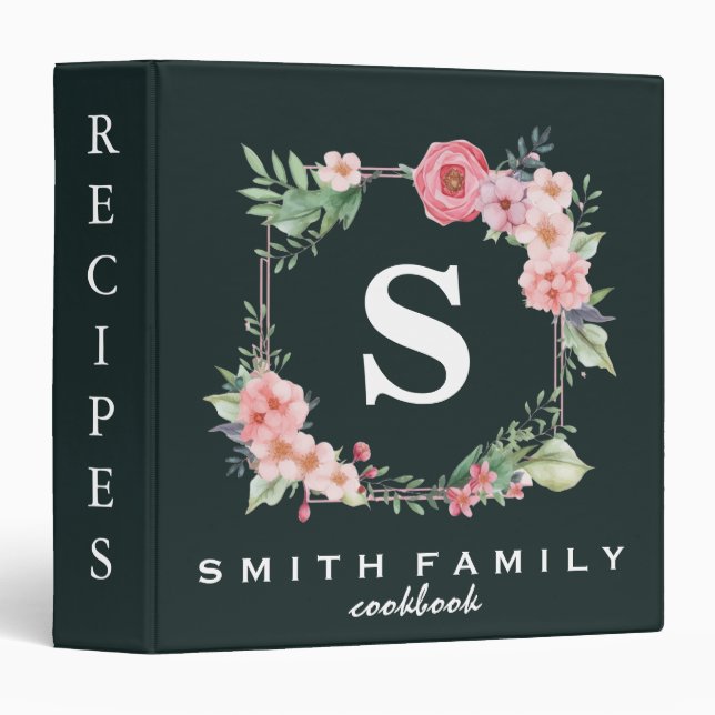 Classeur Famille personnalisée Monogramme Douche nuptiale R (Devant/Côté)