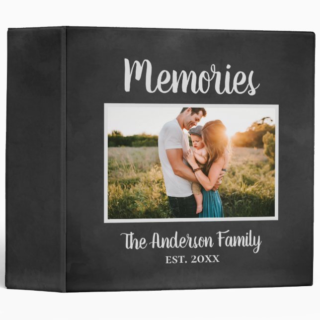 Classeur Famille Souvenirs Nom Photo Chalkboard Scrapbook (Devant/Côté)