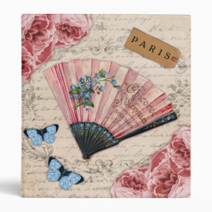 Classeur Fan française rose vintage