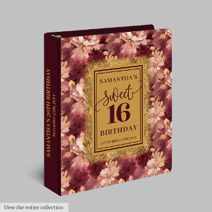 Classeur Fancy Blush Bourgogne Gold Sweet 16 Livre d'hôtes