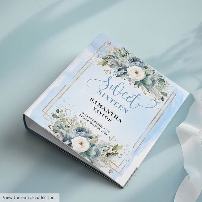 Classeur Fancy Boho Dusty Blue Cream Eucalyptus Sweet 16 (Fancy Boho Dusty Blue Cream Eucalyptus Sweet 16)