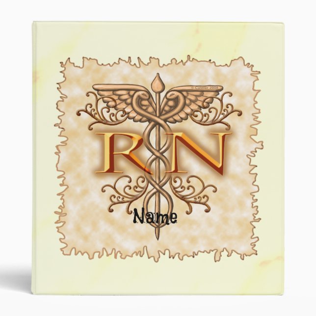 Classeur Fancy Copper Caduceus RN Nurse binder (Devant)