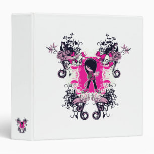 Classeur fancy emo fille enfant avec des tourbillons du crâ