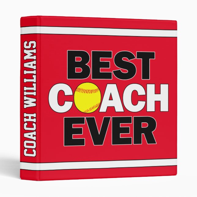 Classeur Fastpitball Softball Best Coach Ever Nom personnal (Devant/Côté)