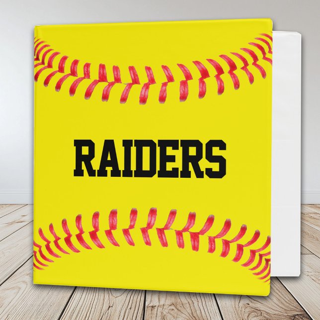 Classeur Fastpitch Softball Nom de l'équipe ou nom du joueu (Custom softball three-ring binder with personalized team name, player name or text.)
