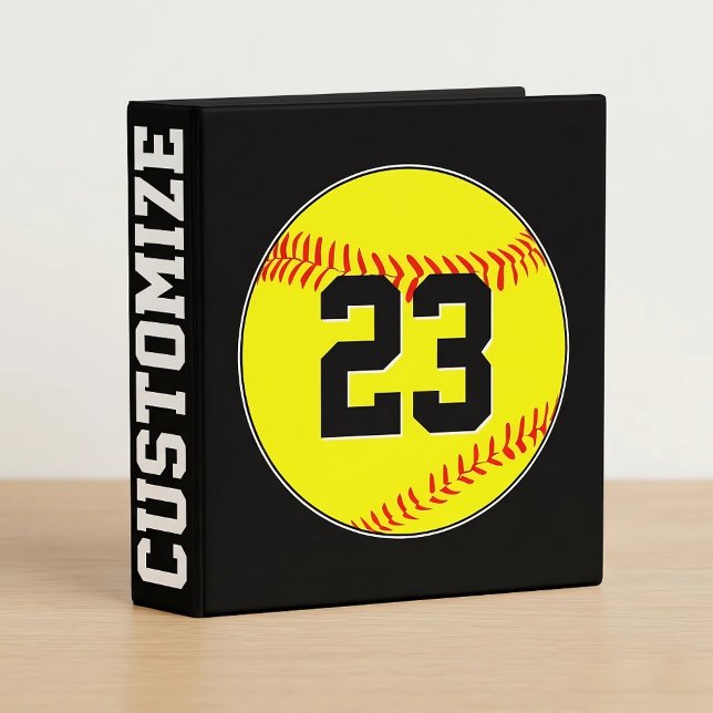Classeur Fastpitch Softball Player Numéro et nom de l'équip (Personalized three-ring softball binder with custom name and number.)