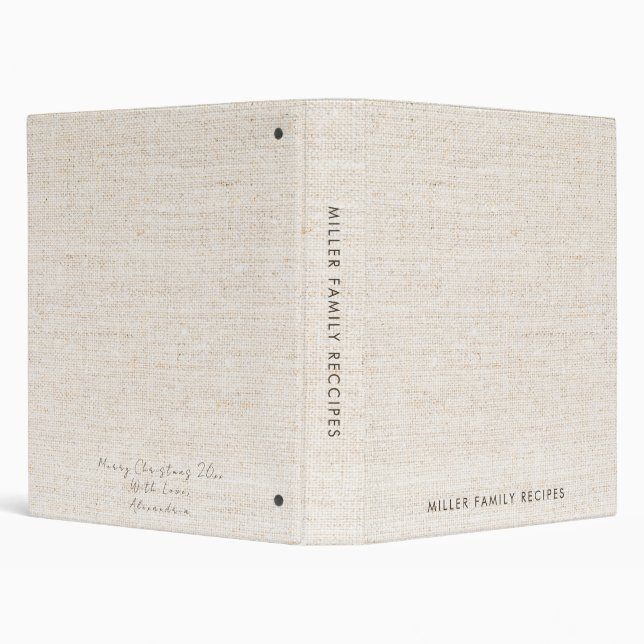 Classeur Faux-Canvas minimaux Imprimer Famille Recette Noël (Arrière-plan)
