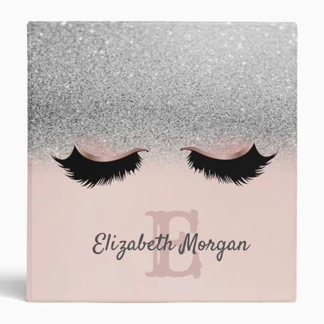 Classeur Faux Cils Bokeh Pailletés Argent Rose Gold (Devant)