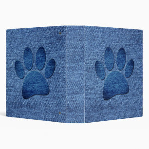 Classeur Faux Denim Jeans Empreinte de patte de chien