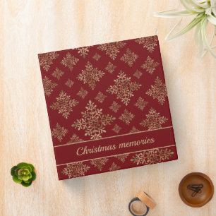 Classeur Faux flocons de neige en feuille d'or sur fond rou