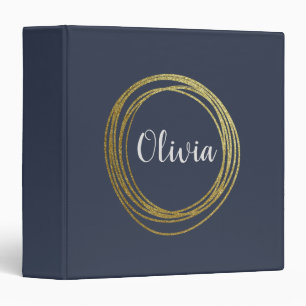 Classeur Faux Gold Abstrait Circle Design avec nom