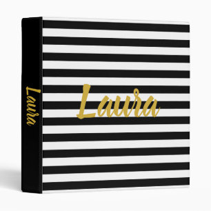 Classeur Faux Gold Nom du script sur les bandes noires et b