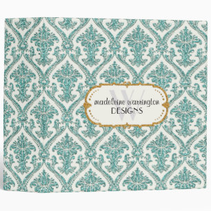 Classeur Faux Gold Parties scintillant Damask Floral Patal 