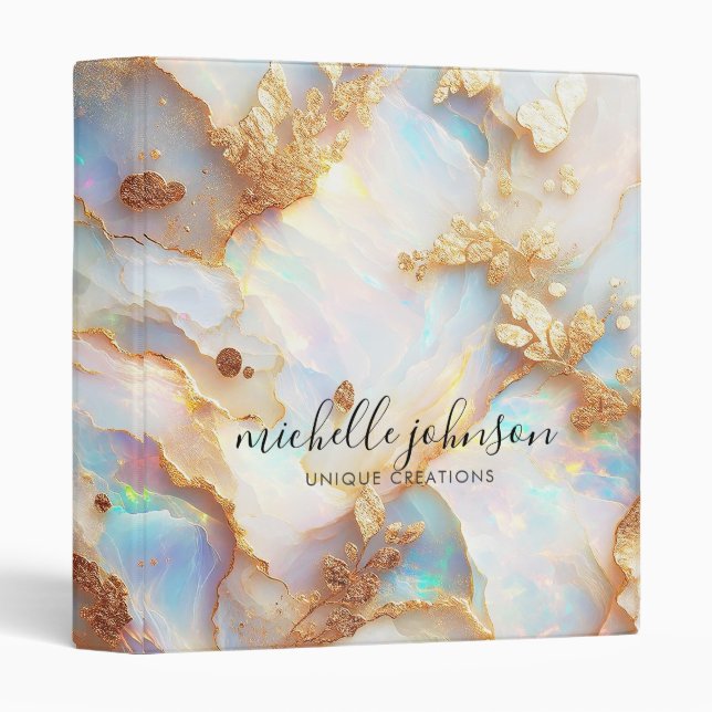 Classeur Faux Holographique Iridescente Opal Cristal Créati (Devant/Côté)