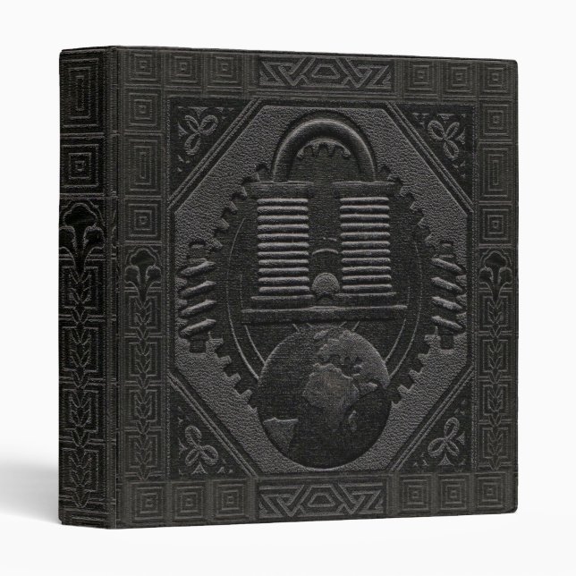 Classeur Faux image noire gravée (Devant/Côté)