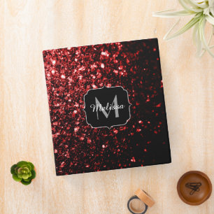 Classeur Faux paillettes rouge foncé éclats de glamour mono