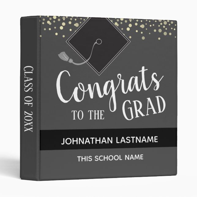 Classeur Félicitations à Notre Grad n'importe quelle année  (Devant/Côté)