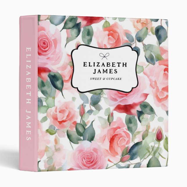Classeur Feminine Blush Peonies Motif Floral Personnalisé (Devant/Côté)