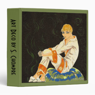 Classeur Femme Art Déco Vintage, Fumant par S. Chompre