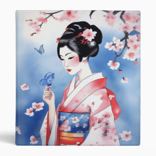 Classeur Femme japonaise avec un papillon bleu
