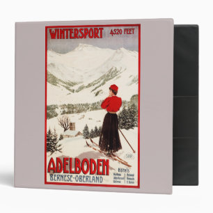 Classeur Femme Skier Surplombant Adelboden Poster