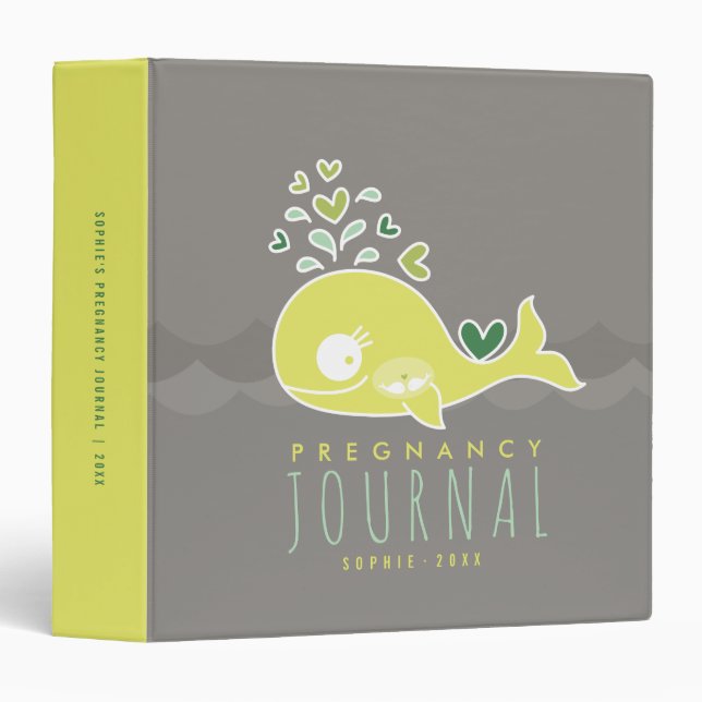 Classeur Femme verte mère baleine Twins Journal de grossess (Devant/Côté)