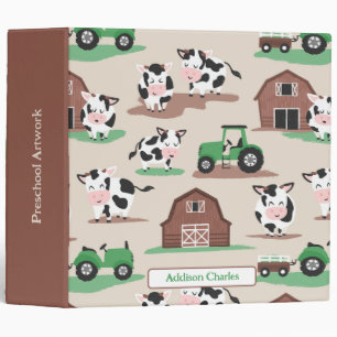 Classeur Ferme de vache rustique personnalisée Tan and Gree