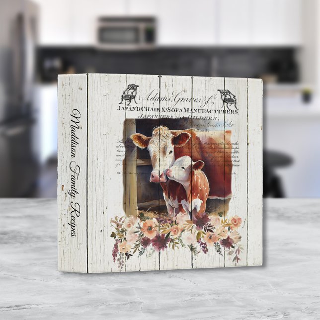 Classeur Ferme Fleurs Vaches Hereford (Créateur téléchargé)