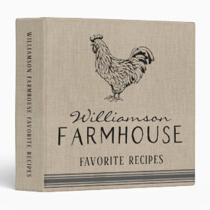 CLASSEUR FERME RUSTIQUE ROOSTER NOM DE FAMILLE RECETTE