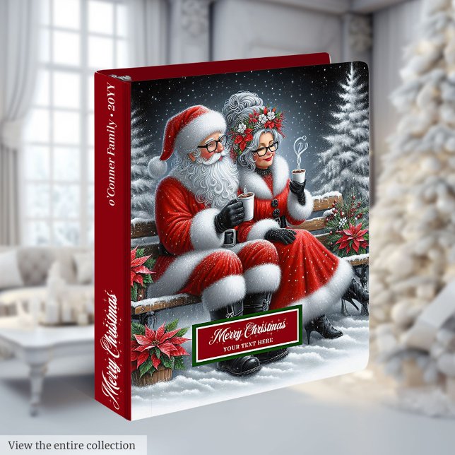 Classeur festif personnalisé Illustration de M. et (Custom Festive Binder Mr. and Mrs. Claus Artwork)