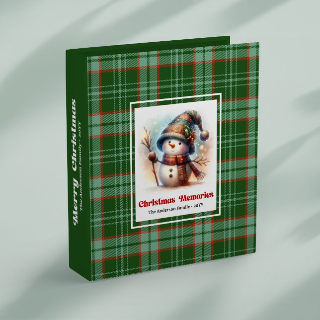 Classeur Festive cartoon snowman memory ring binder editabl (Festive cartoon snowman memory ring binder editable)