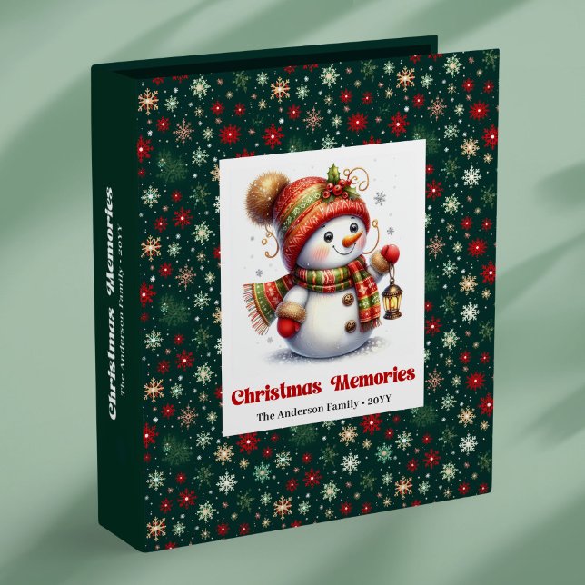 Classeur Festive snowy Christmas snowman custom kids memory (Festive snowy Christmas snowman custom kids memory binder)