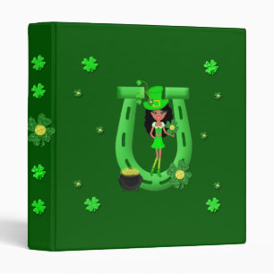 Classeur Fête de la St Patrick Brunette Girl Leprechaun