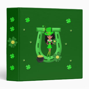 Classeur Fête de la St Patrick Brunette Girl Leprechaun