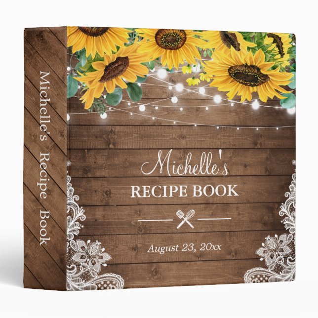 Classeur Fête des mariées Recette Livre Sunflower String Li (Devant/Côté)