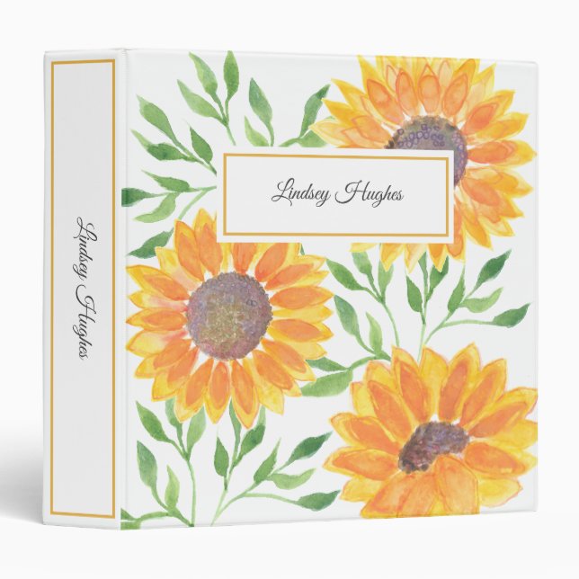 Classeur Feuillage de tournesol personnalisé (Devant/Côté)